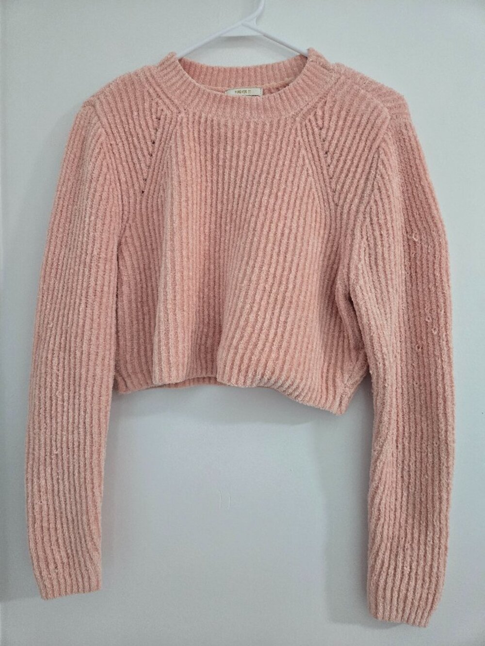 Forever 21 Juniors Size L Peach Ribbed Cropped Sweater Long Sleeve-CottageCore